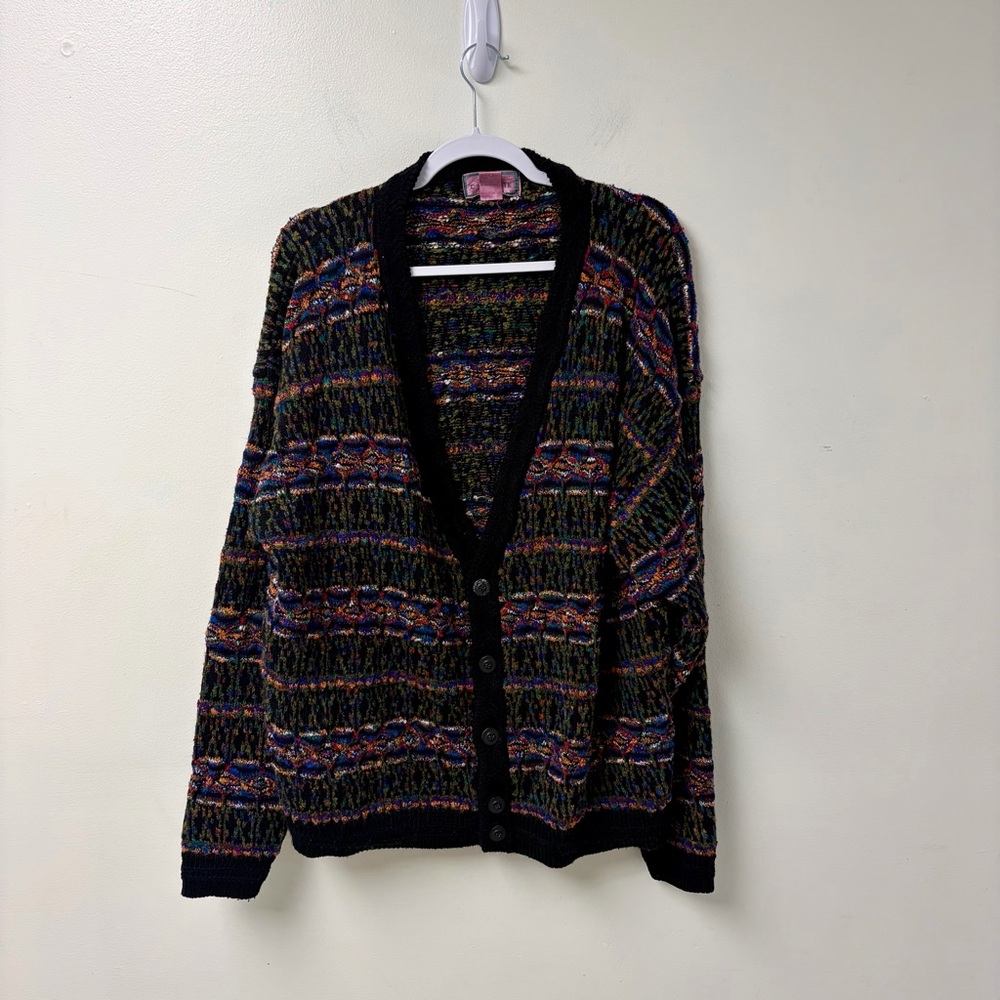 Vintage Concrete Mix 80s Oversized Funky Cardigan Size Large‎